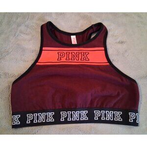 Pink Women Sports Bra Medium purple orange Logo Victoria's Secret racerback